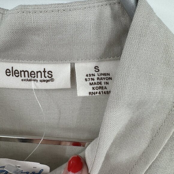Spiegel Elements Linen Button Front Long Sleeve Shirt Blouse Top sz S 84-0231W - Picture 5 of 9